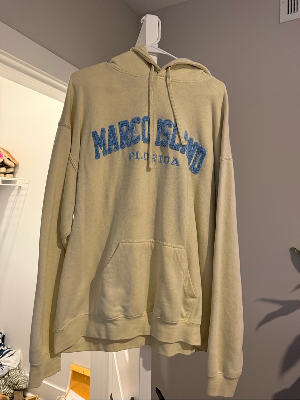 Pacifica Light Beige Hoodie with Blue 'Marco Island' Applique